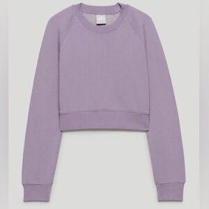 TNA Aritzia Cozy Fleece Cropped Crewneck in Purple Ash